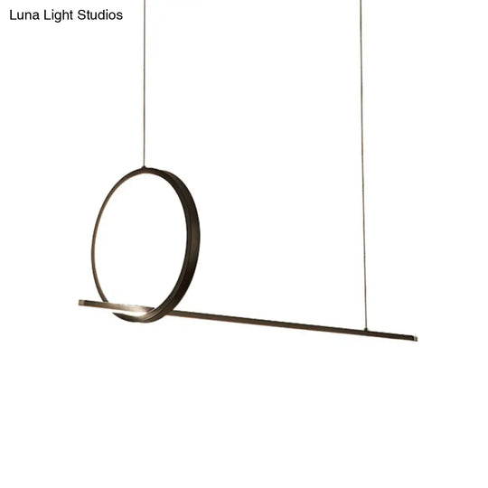 Black Metal Led Linear Pendant And Ring Island Light For Kitchen Ceiling