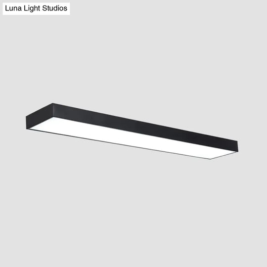 Black Metal Led Office Ceiling Light - Simple Rectangle Flush Mount / 35.5