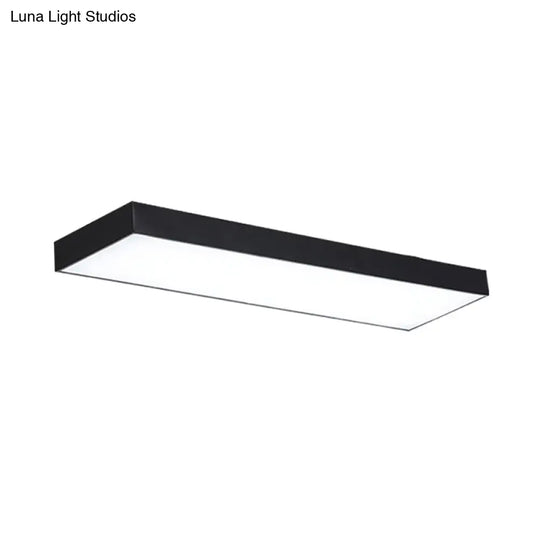 Black Metal Led Office Ceiling Light - Simple Rectangle Flush Mount