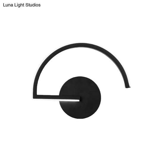 Black Metal Led Wall Sconce With Minimalist Half-Circle Design - Warm/White Light Open Concept