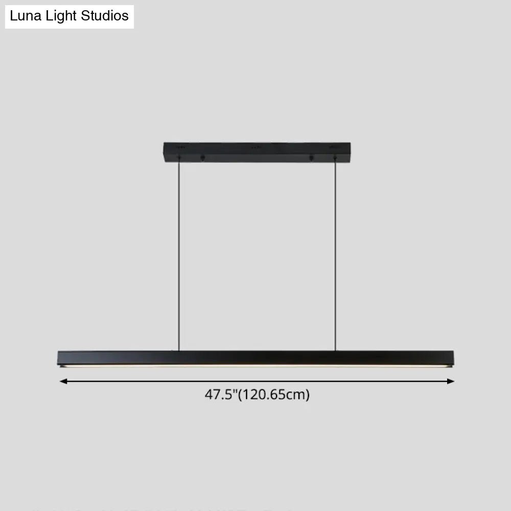 Black Metal Linear Led Pendant: Sleek Restaurant Island Light Fixture