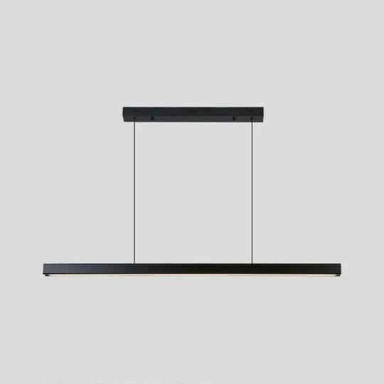 Black Metal Linear Led Pendant: Sleek Restaurant Island Light Fixture / 35.5 White