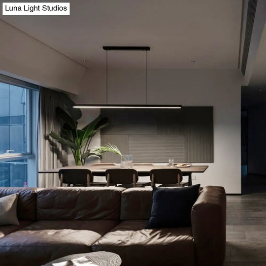 Black Metal Linear Led Pendant: Sleek Restaurant Island Light Fixture