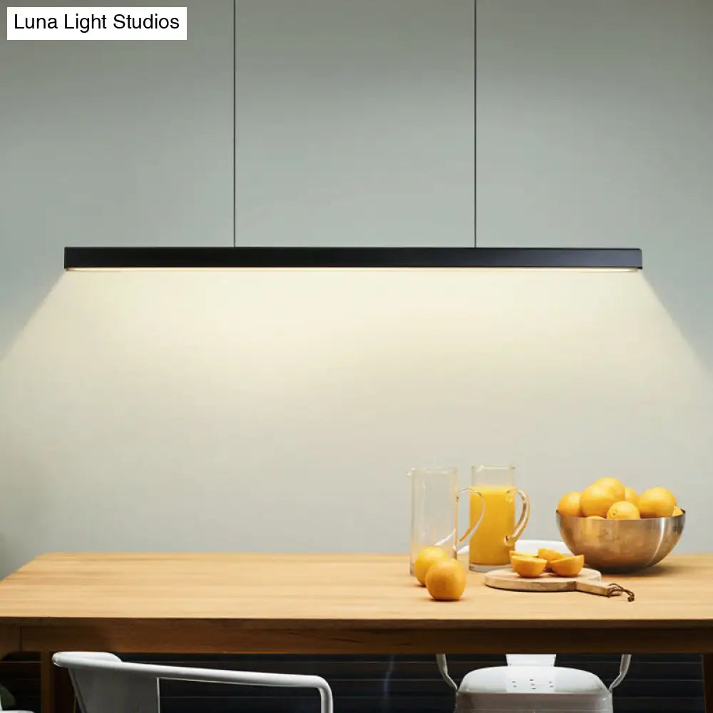 Black Metal Linear Led Pendant: Sleek Restaurant Island Light Fixture