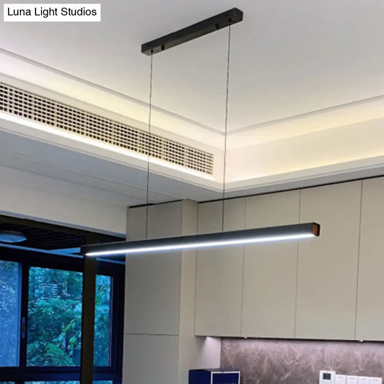 Black Metal Linear Led Pendant: Sleek Restaurant Island Light Fixture