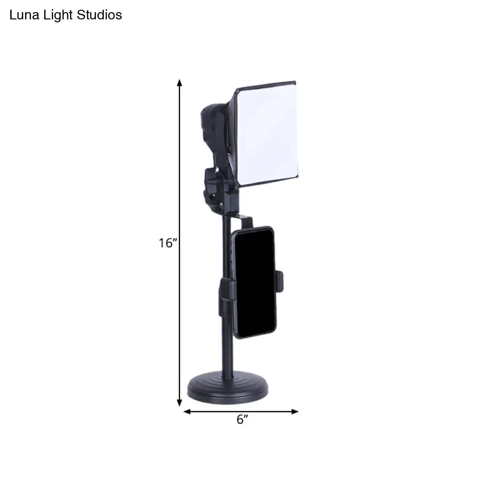 Black Metal Mobile Phone Support Led Fill Light With Usb Port - Modernity Squared Makeup Lamp