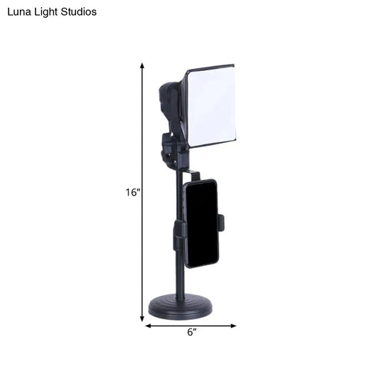 Black Metal Mobile Phone Support Led Fill Light With Usb Port - Modernity Squared Makeup Lamp