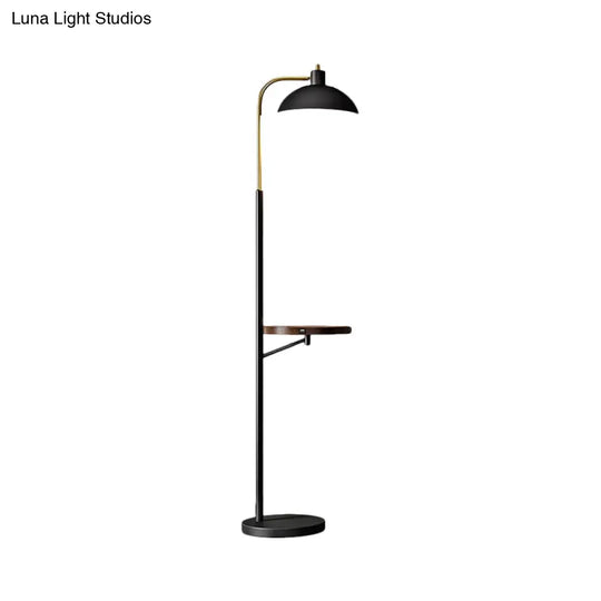 Black Metal Reading Floor Lamp With Shelves - Simplicity Design