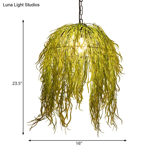 Black Metal Seaweed Pendant Light Fixture - Industrial Style Ceiling Lamp For Restaurants