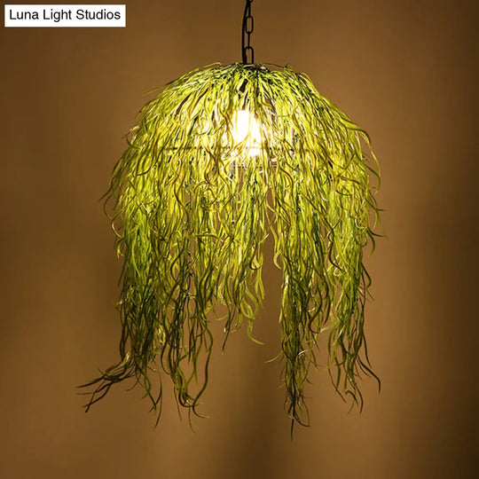 Black Metal Seaweed Pendant Light Fixture - Industrial Style Ceiling Lamp For Restaurants
