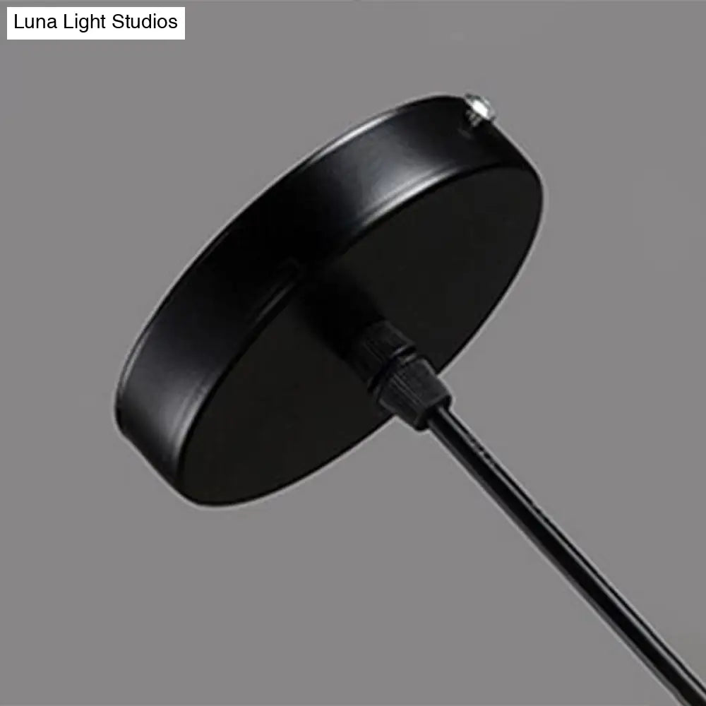 Black Metal Single-Bulb Domed Suspension Ceiling Lamp For Industrial Lighting
