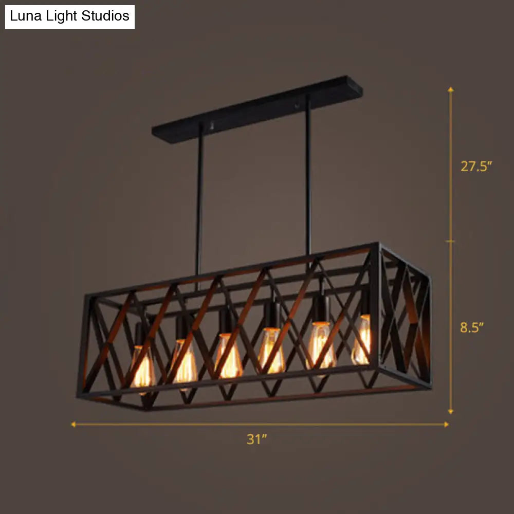 Black Metal Suspension Pendant Light For Dining Room And Warehouse