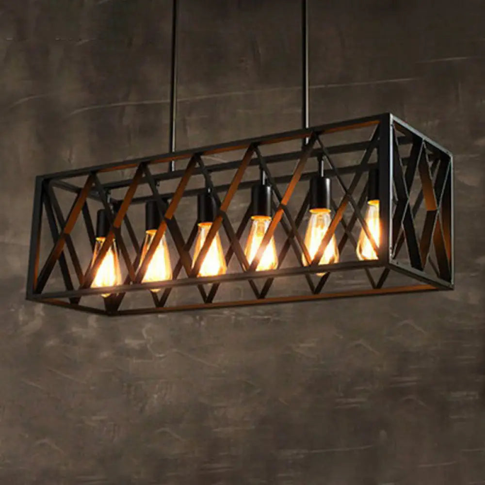 Black Metal Suspension Pendant Light For Dining Room And Warehouse 6 /