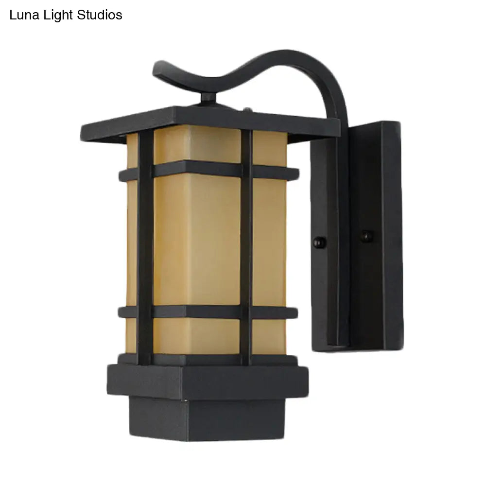 Black Metal Wall Sconce With Crossing Design And Glass Shade - 1 Head Country Lamp