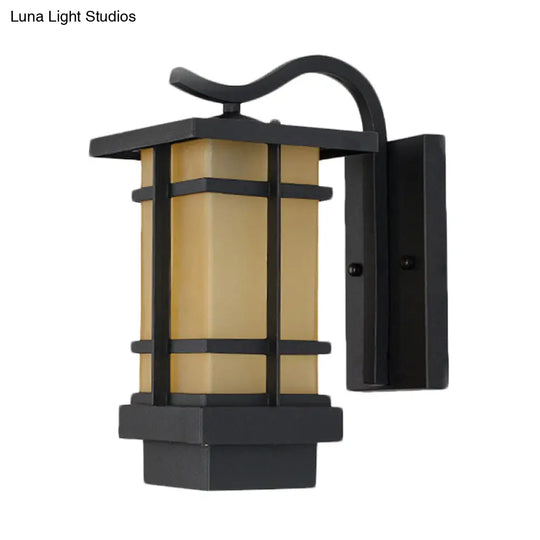 Black Metal Wall Sconce With Crossing Design And Glass Shade - 1 Head Country Lamp