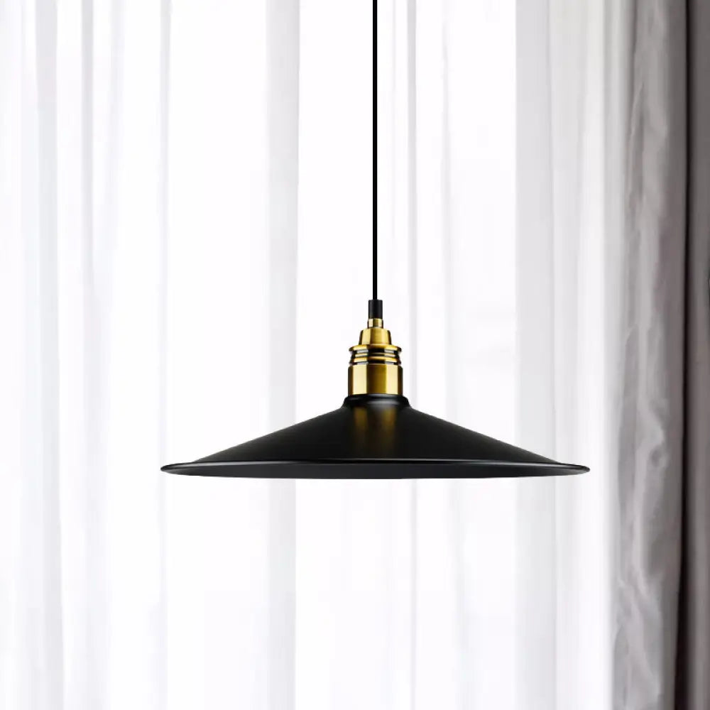 Black Metallic Cone Shade Ceiling Light - Loft Style 1 Head Kitchen Pendant Lamp (10’/14’ Wide)