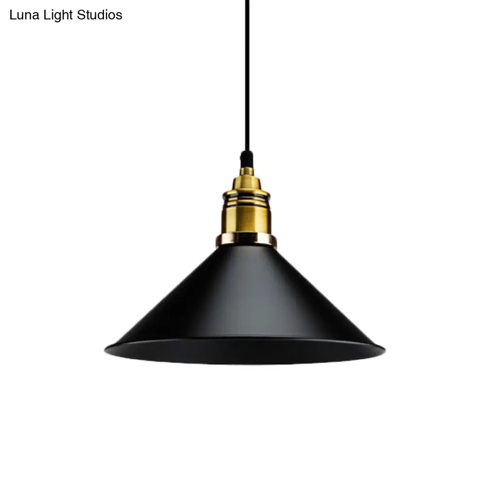 Stylish Metallic Cone Shade Ceiling Light - 10/14 Width Black Kitchen Pendant Lamp