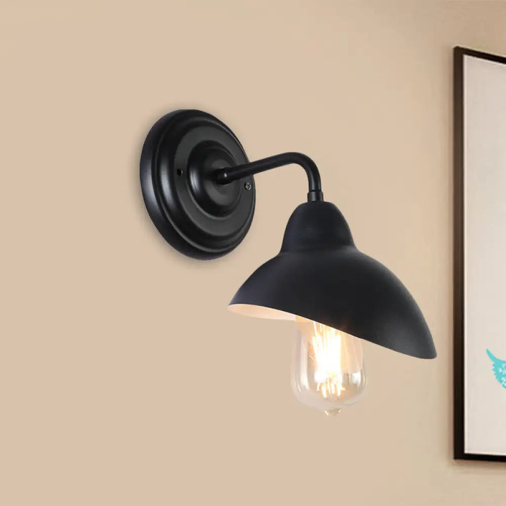 Black Metallic Dome-Like Wall Mount Light - Stylish Bedroom Lighting Solution