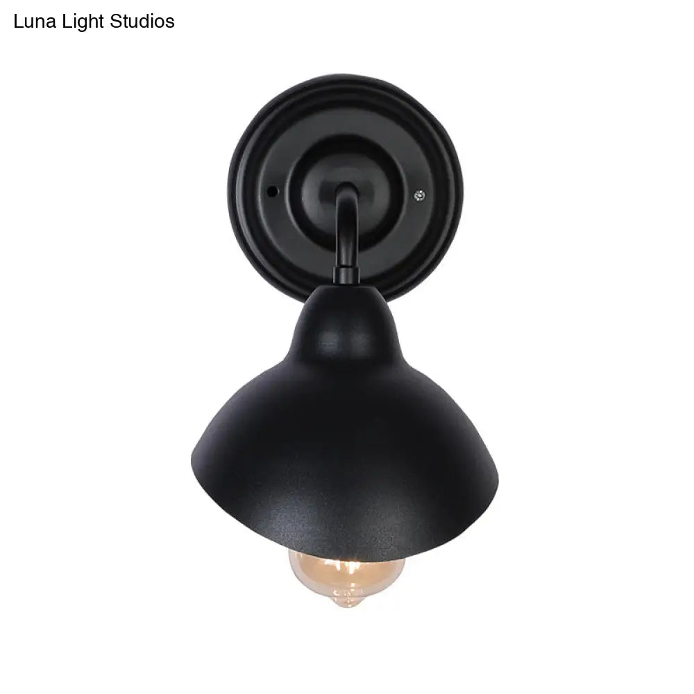 Black Metallic Dome-Like Wall Mount Light - Stylish Bedroom Lighting Solution