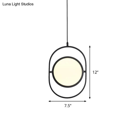 Versatile Led Black Hanging Lamp: Adjustable Disc Pendant Light With Stylish Capsule Frame