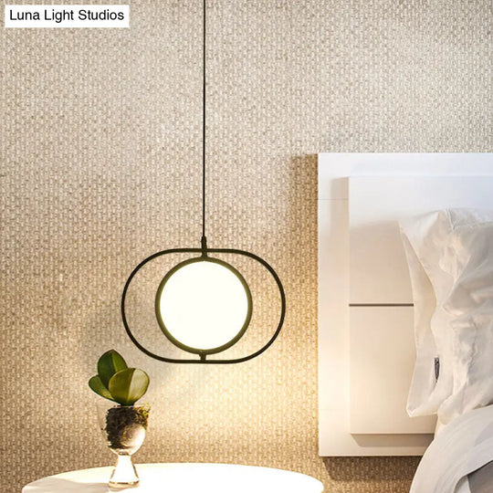 Versatile Led Black Hanging Lamp: Adjustable Disc Pendant Light With Stylish Capsule Frame /