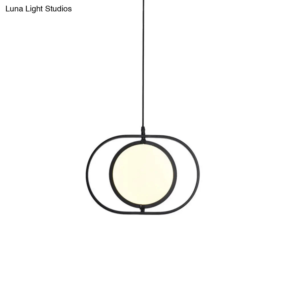 Versatile Led Black Hanging Lamp: Adjustable Disc Pendant Light With Stylish Capsule Frame