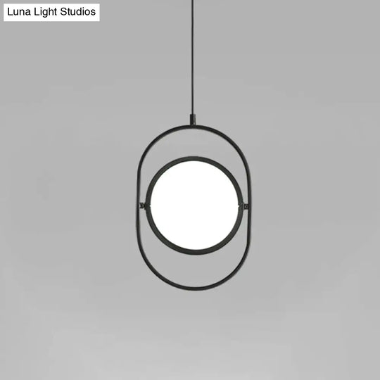 Versatile Led Black Hanging Lamp: Adjustable Disc Pendant Light With Stylish Capsule Frame