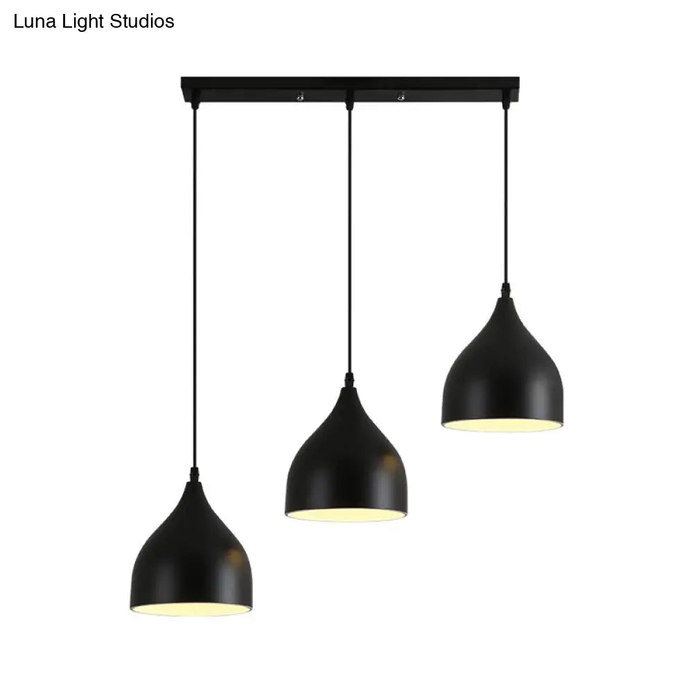 Modern Metallic Onion Cluster Pendant Lamp With 3 Black Down-Lights