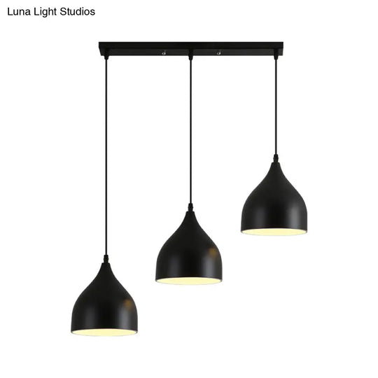 Modern Metallic Onion Cluster Pendant Lamp With 3 Black Down-Lights