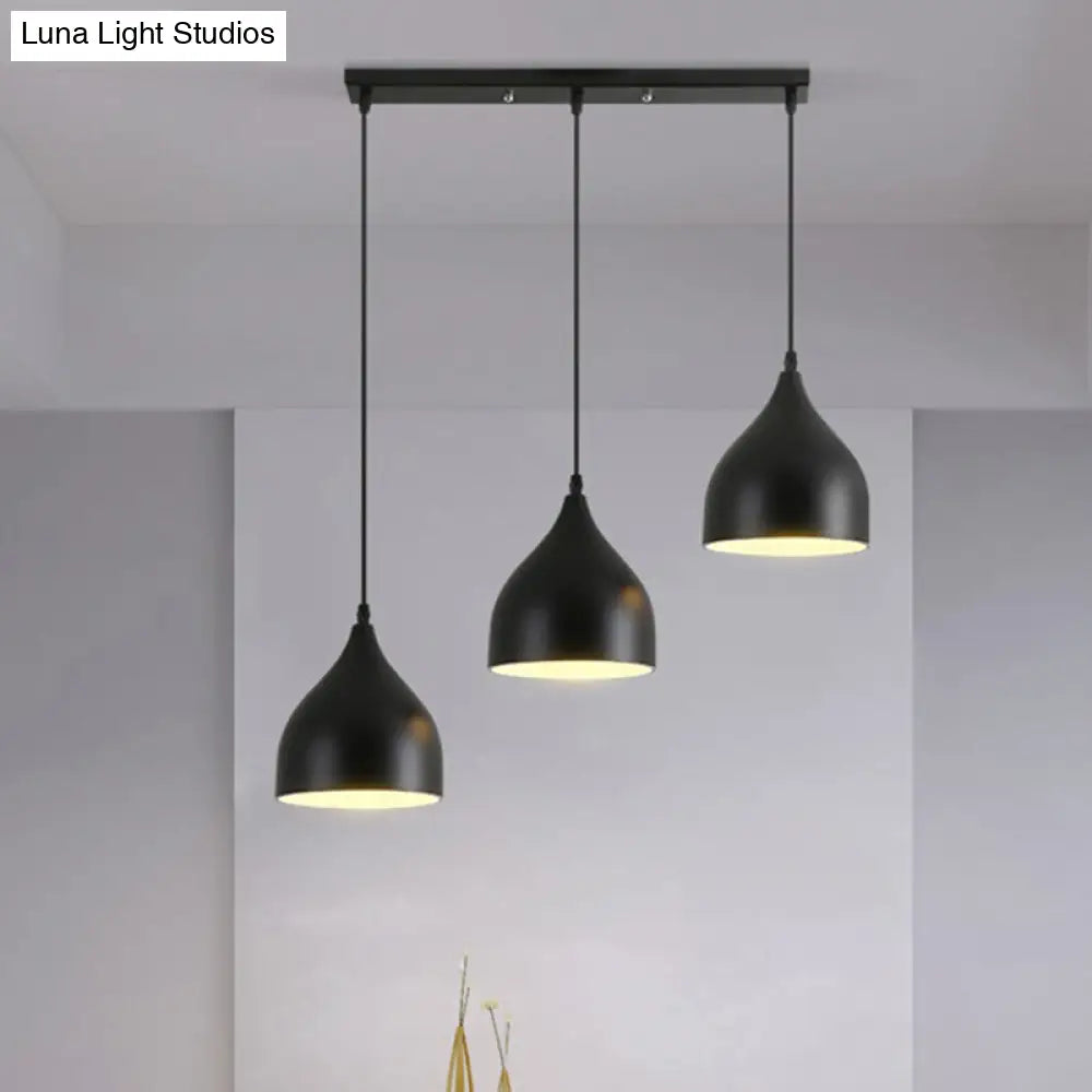 Modern Metallic Onion Cluster Pendant Lamp With 3 Black Down-Lights