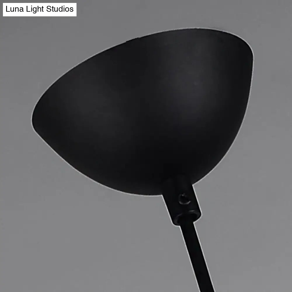 1-Bulb Pendant Light: Adjustable Metallic Hanging Ceiling Light In Black With Cone/Urn/Flared Shade