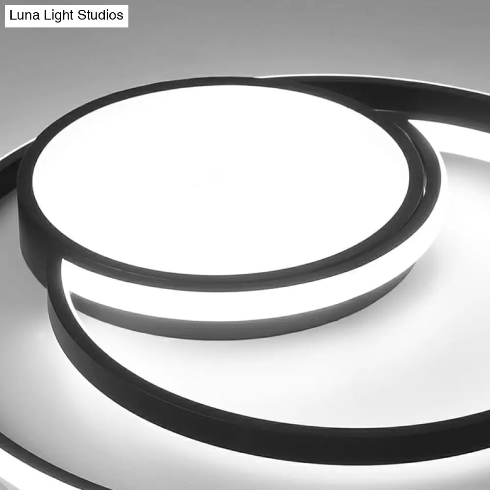 Black Minimalist 3 - Ring Flush Mount Ceiling Lamp With Acrylic Shade