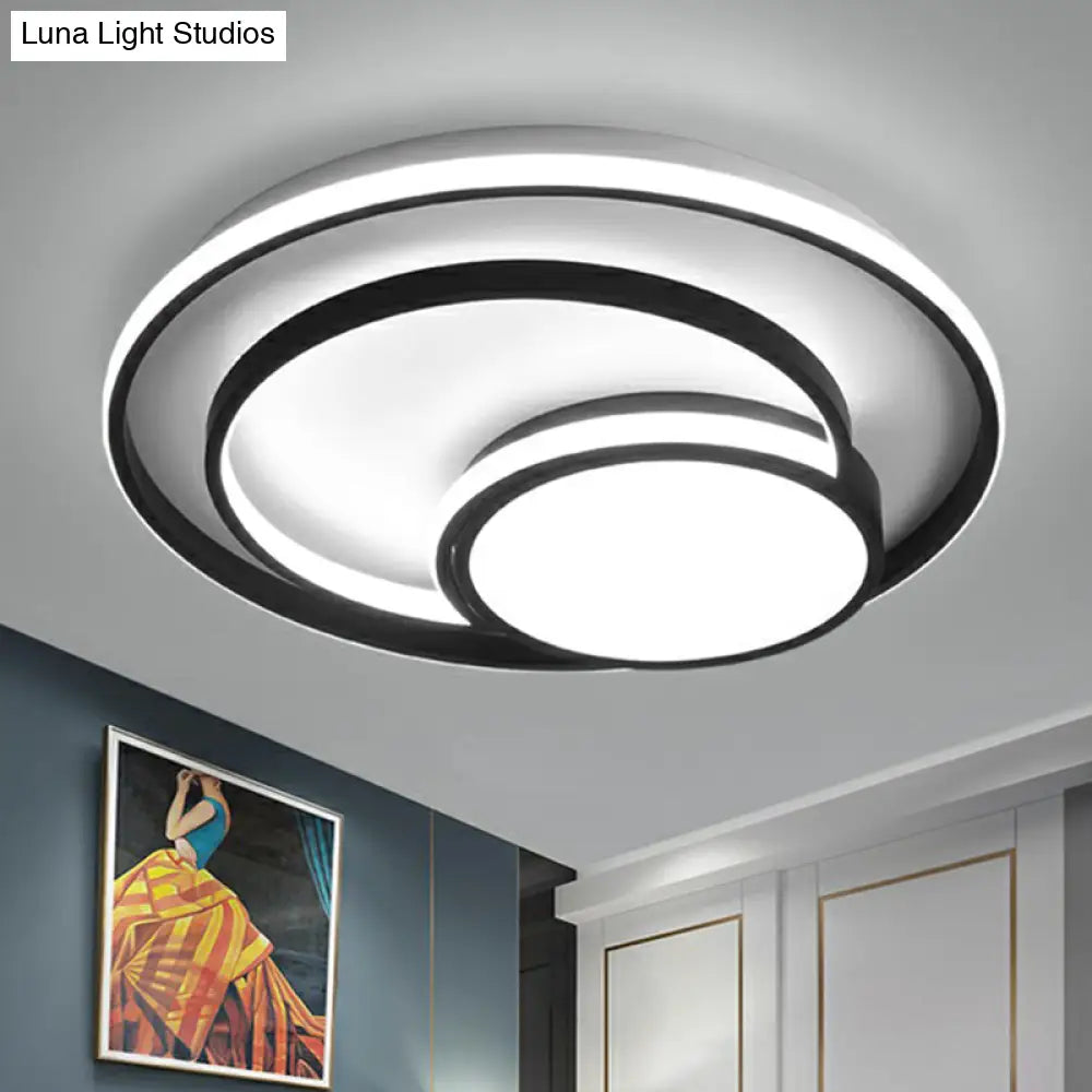 Black Minimalist 3 - Ring Flush Mount Ceiling Lamp With Acrylic Shade