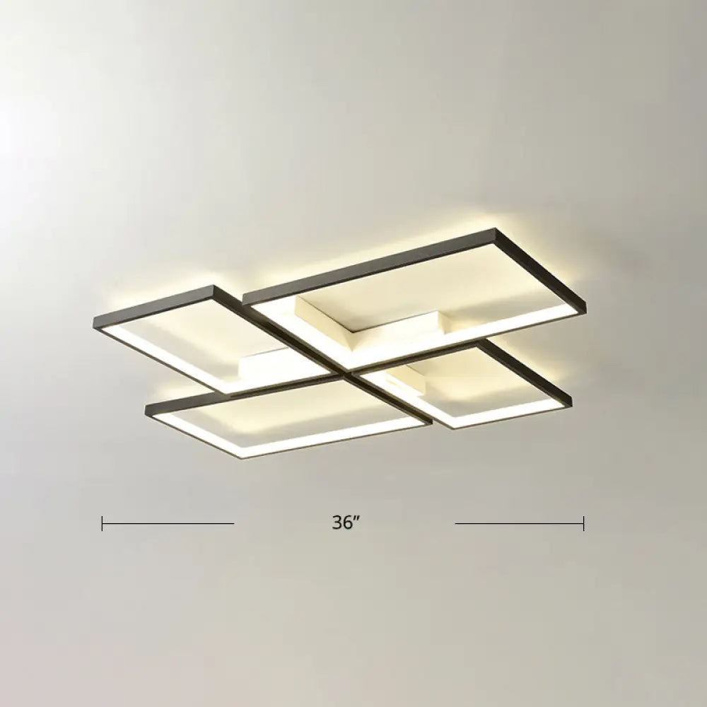 Black Minimalistic Metal Led Ceiling Lamp For Living Room - Pinwheel - Like Flush Mount Light