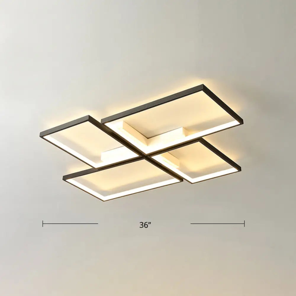 Black Minimalistic Metal Led Ceiling Lamp For Living Room - Pinwheel - Like Flush Mount Light