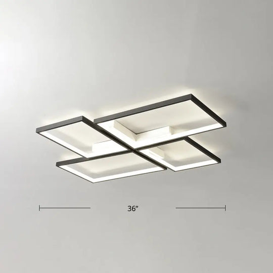 Black Minimalistic Metal Led Ceiling Lamp For Living Room - Pinwheel - Like Flush Mount Light