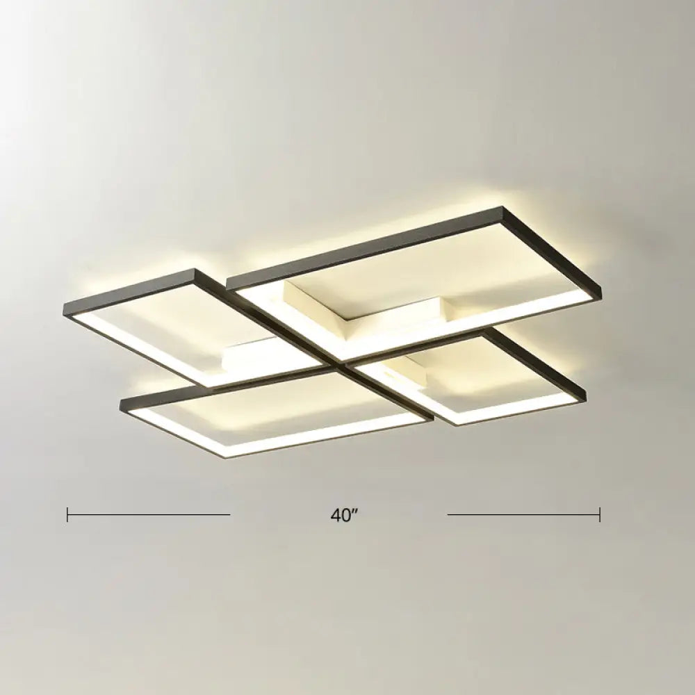 Black Minimalistic Metal Led Ceiling Lamp For Living Room - Pinwheel - Like Flush Mount Light