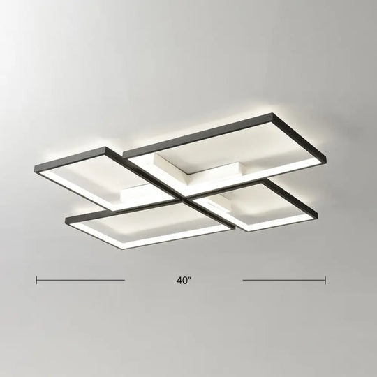 Black Minimalistic Metal Led Ceiling Lamp For Living Room - Pinwheel - Like Flush Mount Light