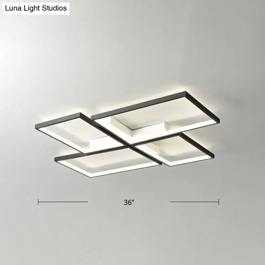 Black Minimalistic Metal Led Ceiling Lamp For Living Room - Pinwheel-Like Flush Mount Light Fixture