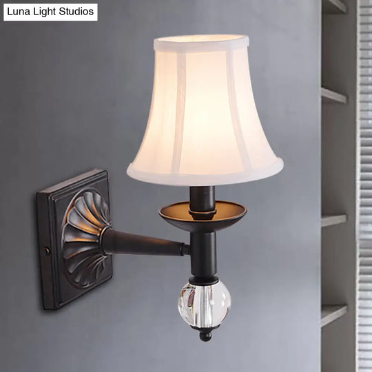 Black Modernist Bell Fabric Wall Sconce With 1 Lamp Head For Corridors