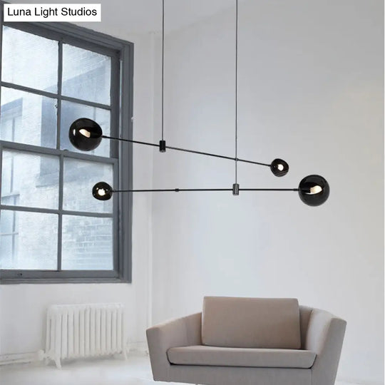 Modern Black Dome Chandelier: Metal Pendant Light For Dining Room Ceiling 4 /