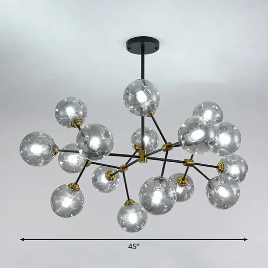 Black Nordic Glass Chandelier With Tree Branch Design For Living Room 16 / Smoke Gray