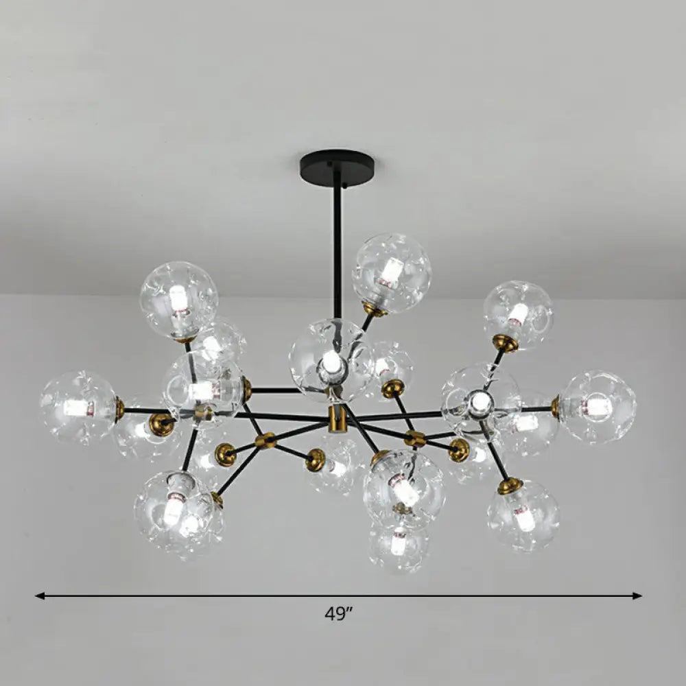 Black Nordic Glass Chandelier With Tree Branch Design For Living Room 20 / Clear