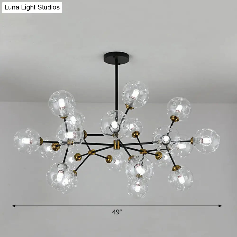 Nordic Style Black Glass Chandelier With Tree Branch Design For Living Room 20 / Clear