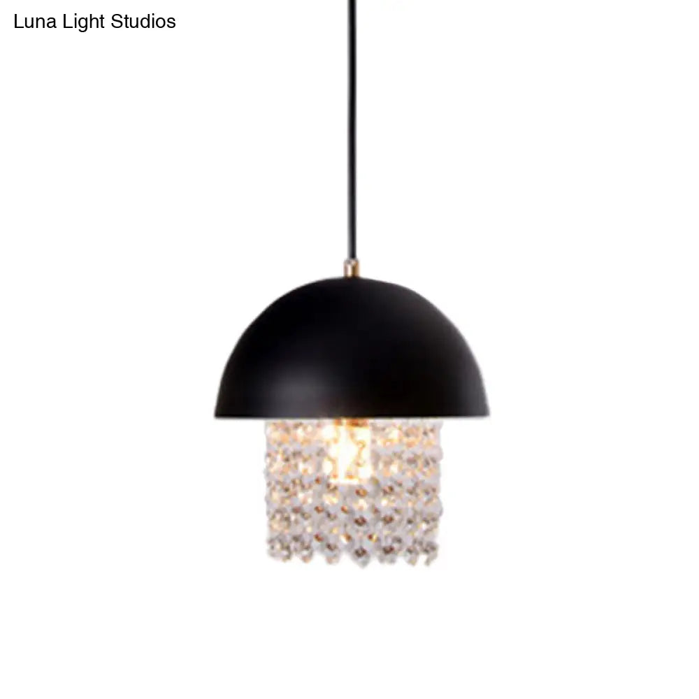 Black Onion Drop Pendant Metal Lamp With Crystal Fringe - Modern Nordic Style For Dining Table