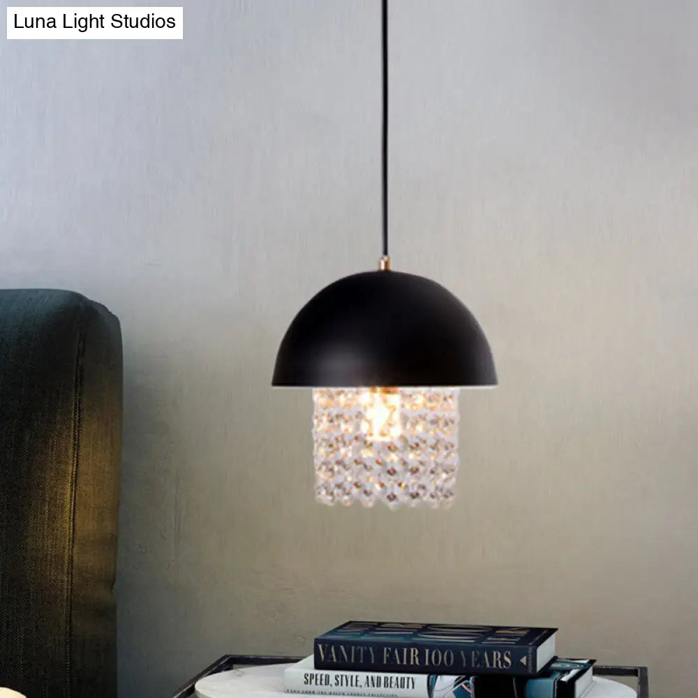 Black Onion Drop Pendant Metal Lamp With Crystal Fringe - Modern Nordic Style For Dining Table