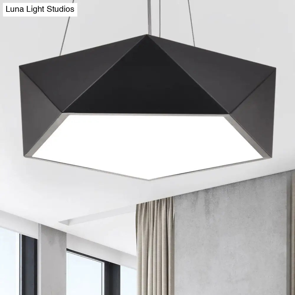 Black Pentagon Led Hanging Light Ceiling Chandelier Pendant Lighting