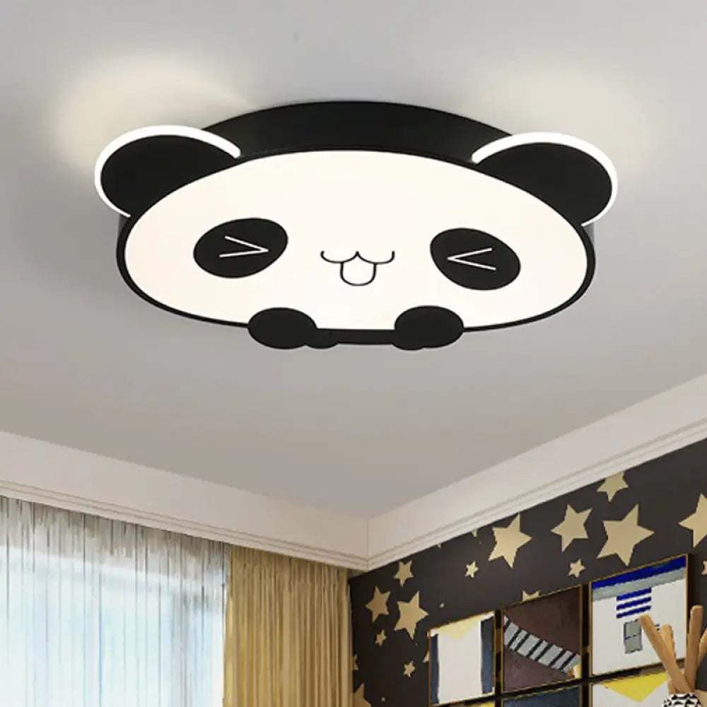 Black/Pink Panda Led Flushmount Fixture – Modern Acrylic Ceiling Light For Bedroom Black