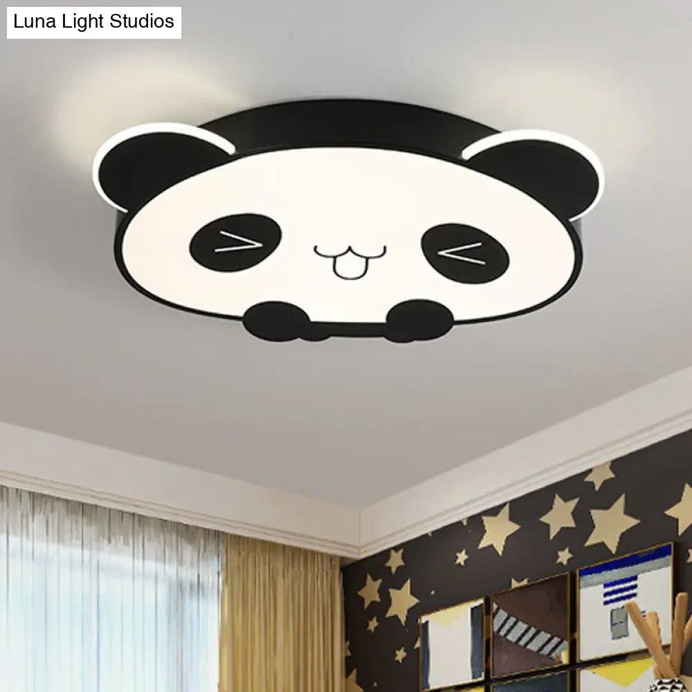 Black/Pink Panda Led Flushmount Fixture Modern Acrylic Ceiling Light For Bedroom Black