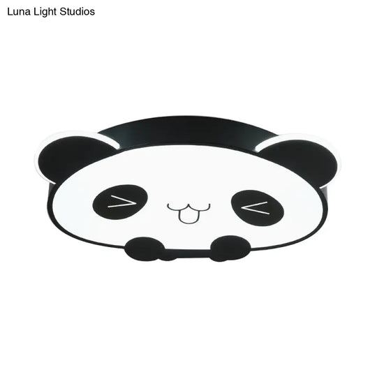 Black/Pink Panda Led Flushmount Fixture – Modern Acrylic Ceiling Light For Bedroom